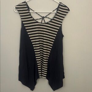 Chic Striped Black and Cream Tank Top